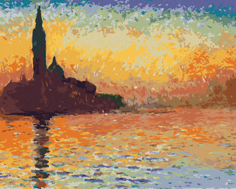 Malování podle čísel - SAN GIORGIO MAGGIORE ZA SOUMRAKU (CLAUDE MONET) - 40x50 cm, bez rámu a bez vypnutí plátna