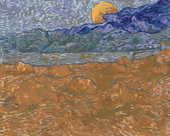 Malování podle čísel - KRAJINA S PŠENIČNÝMI SNOPY A VYCHÁZEJÍCÍM MĚSÍCEM (VINCENT VAN GOGH) - 40x50 cm, vypnuté plátno na rám Malování podle čísel - KRAJINA S PŠENIČNÝMI SNOPY A VYCHÁZEJÍCÍM MĚSÍCEM (VINCENT VAN GOGH) - 40x50 cm, vypnuté plátno na rám
