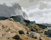 Malování podle čísel - SKALNATÁ KRAJINA (IVAN SHISHKIN) - 80x100 cm, vypnuté plátno na rám