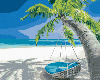 Malování podle čísel - LEHÁTKO NA SLUNNÉ PLÁŽI - 40x50 cm, vypnuté plátno na rám