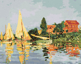 Malování podle čísel - REGATA V ARGENTEUIL (CLAUDE MONET) - 80x100 cm, vypnuté plátno na rám
