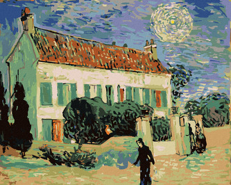 Malování podle čísel - BÍLÝ DŮM V NOCI (VINCENT VAN GOGH) - 40x50 cm, vypnuté plátno na rám Malování podle čísel - BÍLÝ DŮM V NOCI (VINCENT VAN GOGH) - 40x50 cm, vypnuté plátno na rám