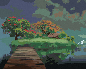 Malování podle čísel - MOST DO ŘÍŠE SNŮ - 40x50 cm, bez rámu a bez vypnutí plátna