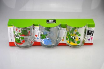 Hrnek sklo 220ml 3ks  ŽÁBA