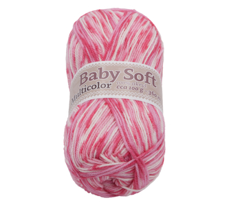 Příze BABY SOFT multicolor - bílá, růžová, fialová - 100g / 360 m