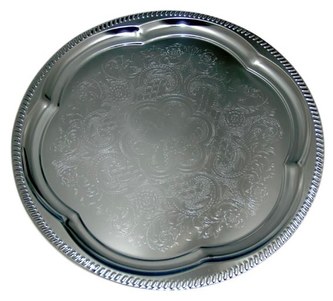 Podnos chrom oválný 45,5x33,5cm rytý  TORO