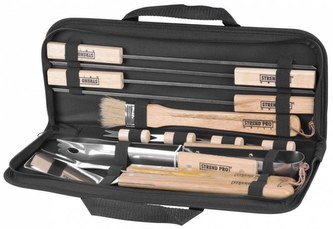 Grilovací nářadí dřevo/nerez 12ks v obalu  GRILL