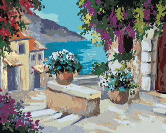 Malování podle čísel - PO SCHODECH K MOŘI - 40x50 cm, vypnuté plátno na rám