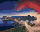 Malování podle čísel - PŘÍRODA S ČERVENÝMI MRAKY - 80x100 cm, bez rámu a bez vypnutí plátna