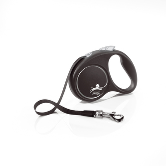 Flexi Black Design S páska 5m/15 kg stribrne