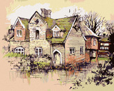 Malování podle čísel - VENKOVSKÝ DŮM - 40x50 cm, bez rámu a bez vypnutí plátna