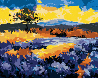 Malování podle čísel - LEVANDULOVÉ POLE V PROVENCE - 40x50 cm, bez rámu a bez vypnutí plátna