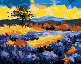 Malování podle čísel - LEVANDULOVÉ POLE V PROVENCE - 80x100 cm, bez rámu a bez vypnutí plátna