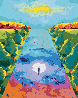 Malování podle čísel - DUCHOVNÍ ABSTRAKTNÍ CESTA - 40x50 cm, bez rámu a bez vypnutí plátna