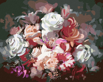 Malování podle čísel - MIX BAREVNÝCH KVĚTIN - 80x100 cm, vypnuté plátno na rám