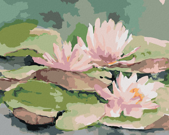 Malování podle čísel - RŮŽOVÉ JAPONSKÉ LEKNÍNY - 40x50 cm, bez rámu a bez vypnutí plátna