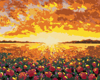 Malování podle čísel - KVĚTINOVÉ POLE VE FRANCII - 40x50 cm, bez rámu a bez vypnutí plátna