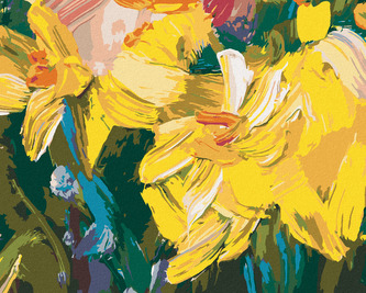 Malování podle čísel  -  ŽLUTÉ NARCISY - 80x100 cm, bez rámu a bez vypnutí plátna