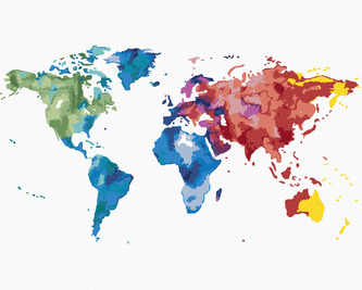 Malování podle čísel - BAREVNÁ MAPA SVĚTA II - 80x100 cm, bez rámu a bez vypnutí plátna Malování podle čísel - BAREVNÁ MAPA SVĚTA II - 80x100 cm, bez rámu a bez vypnutí plátna