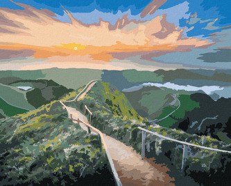 Malování podle čísel - HORSKÁ KRAJINA S TURISTICKOU STEZKOU - 40x50 cm, bez rámu a bez vypnutí plátna
