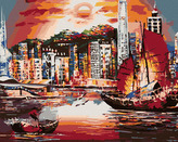 Malování podle čísel - HONG KONG - 40x50 cm, bez rámu a bez vypnutí plátna