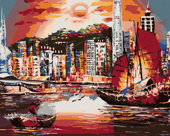 Malování podle čísel - HONG KONG - 40x50 cm, bez rámu a bez vypnutí plátna