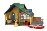 Dárkový set - Srub se zelenou střechou a příslušenstvím