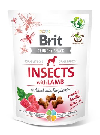 Brit Care Dog Crunchy Cracker s hmyzem_jehneci/maliny_200g