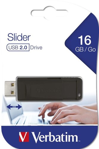 16GB USB Flash 2.0 "Slider", VERBATIM, černý
