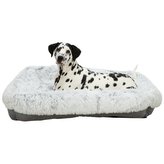 Obdelníkový pelech HARVEY, 80 x 65 cm, dlouhovlasý plyš/semiš, šedá