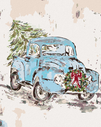 Malování podle čísel - VÁNOČNÍ AUTO (HALEY BUSH) - 80x100 cm, vypnuté plátno na rám Malování podle čísel - VÁNOČNÍ AUTO (HALEY BUSH) - 80x100 cm, vypnuté plátno na rám