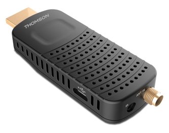 THOMSON DVB-T/T2 tuner HDMI stick THT 82/ Full HD/ H.265/HEVC/ externí anténa/ EPG/ PVR/ HDMI/ USB/ micro USB/ IR/ černý