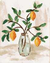 Malování podle čísel - CITRÓNY VE VÁZE 4 (HALEY BUSH) - 40x50 cm, bez rámu a bez vypnutí plátna