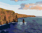 Malování podle čísel - PODÉL ÚTESŮ, MOHERSKÉ ÚTESY IRSKO (TED DAVIS) - 40x50 cm, bez rámu a bez vypnutí plátna