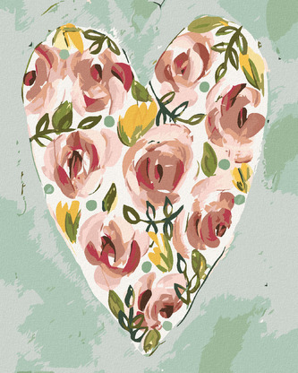 Malování podle čísel - VALENTÝNSKÉ SRDCE (HALEY BUSH) - 40x50 cm, bez rámu a bez vypnutí plátna