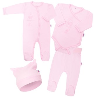 Kojenecká bavlněná soupravička New Baby Good Friends růžová - velikost 56 (0-3m)