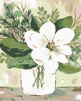 Malování podle čísel - ZIMNÍ MAGNÓLIE VE SKLENICI 2 (HALEY BUSH) - 40x50 cm, vypnuté plátno na rám