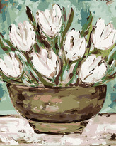 Malování podle čísel - MISKA S TULIPÁNY (HALEY BUSH) - 80x100 cm, vypnuté plátno na rám
