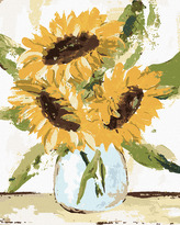 Malování podle čísel - SLUNEČNICE VE VÁZE 2 (HALEY BUSH) - 40x50 cm, vypnuté plátno na rám