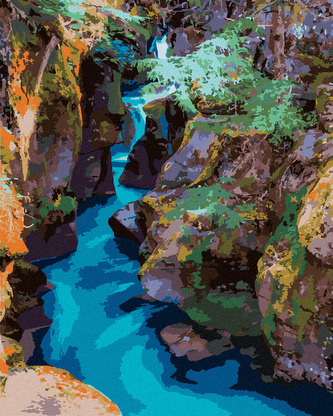 Malování podle čísel - ŘEKA A SKÁLY (TED DAVIS) - 40x50 cm, bez rámu a bez vypnutí plátna