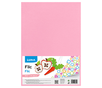 Filc A4 růžový světle LUMA, 10ks