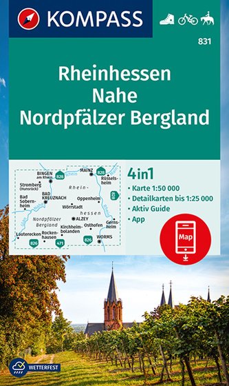 KOMPASS Wanderkarte 831 Rheinhessen, Nahe, Nordpfälzer Bergland 1:50000
