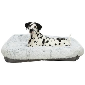 Obdelníkový pelech HARVEY, 60 x 50 cm, dlouhovlasý plyš/semiš, šedá