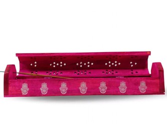 Stojan na vonné tyčinky truhlička růžová Hamsa 30 cm