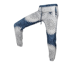 Kalhoty Joga WIN , bavlna, modro šedá, mandaly II.jakost