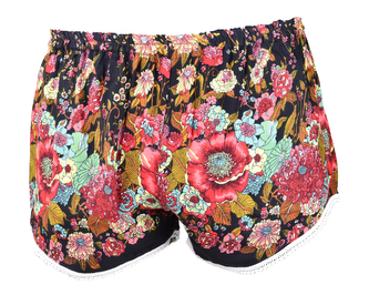 Kraťasy DAO, černé, květy