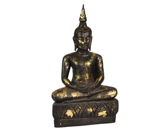 Dřevěná socha Buddha - Dhyana Mudra meditace lotos, černozlatá, 55 cm