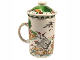 Porcelánový hrnek na bylinky Jeřábi 300ml