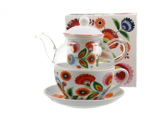 Čaj pro jednoho sklo - porcelán KVÍTÍ
