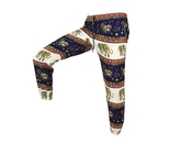 Kalhoty Joga WIN , bavlna, béžovo modré, hnědí sloni